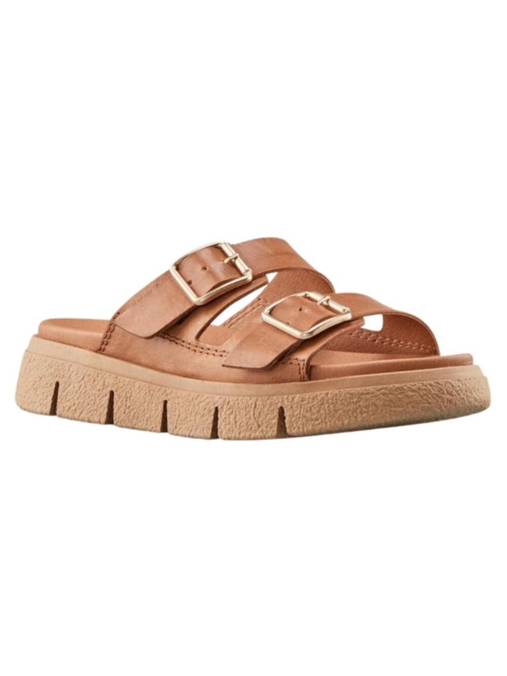 Cougar Womens Luxmotion Piera Tan Leather Double-Buckle Sandals Size 8.5